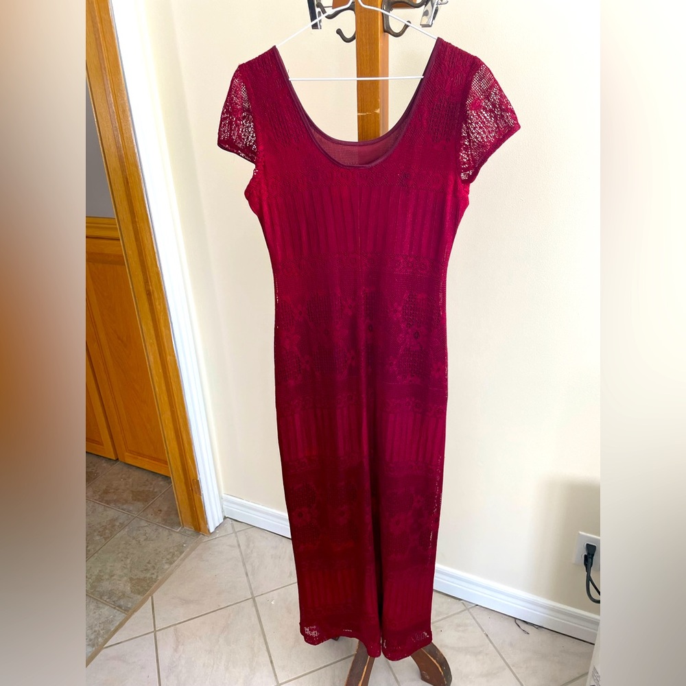 Vintage Scarlett Red Lace Dress size 7/8